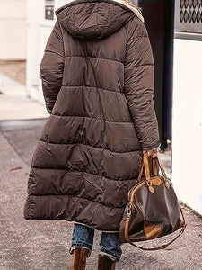 Full Size Zip Up Sherpa Hooded Coat for Women