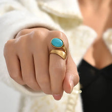 Load image into Gallery viewer, Inlaid Faux Turquoise Wrap Ring Vintage Style Zinc Alloy Finger Ring Jewelry Accessory