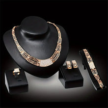 Load image into Gallery viewer, 1 Pair Of Earrings + 1 Bracelet + 1 Necklace + 1 Ring Traditional Bridal Jewelry Set for Women