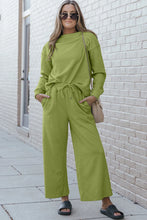 Load image into Gallery viewer, Double Take Full Size Textured Long Sleeve Top and Drawstring Pants Set in 10 Colors