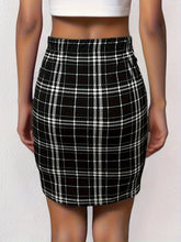 Load image into Gallery viewer, Plaid Pattern High Waist Skirt, Elegant Body-con Mini Skirt, Women&#39;s Clothing