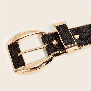 Punk Shiny Sequin Glitter Belt Trendy Eyelet Hollow Out Hip Hop Belt Unisex Jeans Pants Belt #1