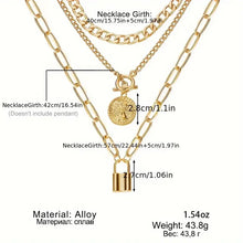 Load image into Gallery viewer, 3-Piece Set Layered Necklace, Women&#39;s Vintage &amp; Elegant Style, Gold Plated Embossed Round Pendant Necklace Set For Women