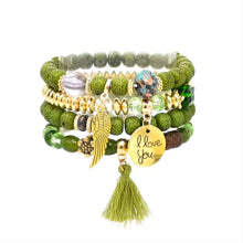 Load image into Gallery viewer, Women Ethnic Layered Crystal New Release Tassel Leaf Alloy Beaded Bracelet