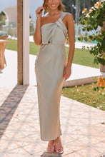 Load image into Gallery viewer, Elegant Knotted Single Shoulder Maxi Dress, Evening Dresss