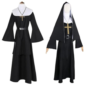 Priest Costume Women Scary Mask Scary Movie Cosplay Costume 6pcs Priest Halloween Costume Women