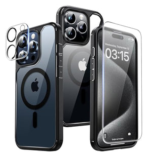 TAURI 5 in 1 for iPhone 16 Pro Max Case, Compatible with MagSafe [Not-Yellowing] with 2X Screen Protector + 2X Camera Lens Protector, Military-Grade Protection, Magnetic Case for 16 ProMax 6.9", Clear