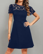 Load image into Gallery viewer, Women&#39;s Cocktail Dresses Crew Neck Short A Line Dress with Lace Sleeves