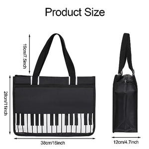 Piano Key Musical Note Tote Bag,Music Shoulder Handbag,Waterproof Nylon Cloth Womens Reusable Shopping Bags