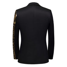 Load image into Gallery viewer, Men Black Sequin Shiny Prom Suit Jacket One Button Slim Fit, Perfect for Musicians, Event Hosts, and Event Managers