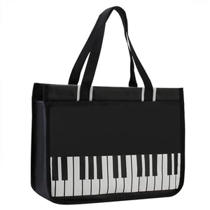 Piano Key Musical Note Tote Bag,Music Shoulder Handbag,Waterproof Nylon Cloth Womens Reusable Shopping Bags