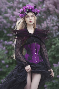 Gothic Black Feather Shawl Victorian Costume Shrug Halloween Cosplay Feather Wrap Lace Neck