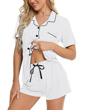 Load image into Gallery viewer, SWOMOG Womens Button Down Pajamas Set Short Sleeve Sleepwear Bride Soft Pj Lounge Sets XS-3XL