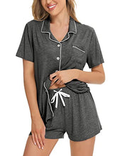 Load image into Gallery viewer, SWOMOG Womens Button Down Pajamas Set Short Sleeve Sleepwear Bride Soft Pj Lounge Sets XS-3XL