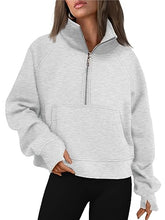 Load image into Gallery viewer, AUTOMET Womens Sweatshirts Half Zip Cropped Pullover Fleece Quarter Zipper Hoodies Fall outfits Clothes Thumb Hole