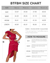 Load image into Gallery viewer, BTFBM Women 2024 Summer Fashion Elegant One Shoulder Cocktail Dress Ruffle Sleeve Wrap Ruched Bodycon Short Party Dresses