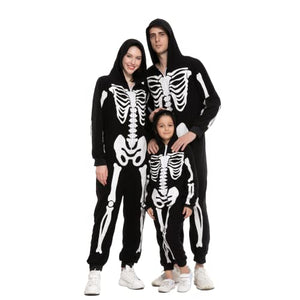 Spooktacular Creations Halloween Unisex Skeleton Costume Pajama Kids Skeleton Jumpsuit Dress Up Party Skeleton Hoodie Cosplay