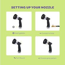 Load image into Gallery viewer, Hose Nozzle Heavy Duty Hose Sprayer With 10 Adjustable Watering Patterns. Thumb Control Design, Comfortable Ergonomic Grip, Garden Hose Nozzle for Watering Plants &amp; Lawns/Fun showers/Cleaning