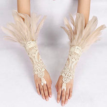 Load image into Gallery viewer, HOMELEX Women Black Lace Feather Gloves Witch Angel Costume Accessories Swan Wings Wrist Bands