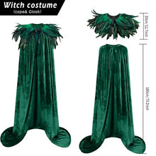 Load image into Gallery viewer, L&#39;VOW Women Feather Collar Velvet Cloak Vampire Cape Witch Queen Cosplay Halloween Costume