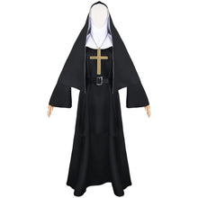 Load image into Gallery viewer, Priest Costume Women Scary Mask Scary Movie Cosplay Costume 6pcs Priest Halloween Costume Women