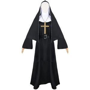 Priest Costume Women Scary Mask Scary Movie Cosplay Costume 6pcs Priest Halloween Costume Women