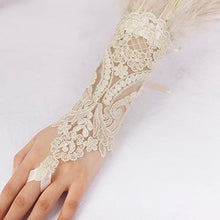 Load image into Gallery viewer, HOMELEX Women Black Lace Feather Gloves Witch Angel Costume Accessories Swan Wings Wrist Bands