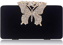 Load image into Gallery viewer, Dexmay Rhinestone Clutch Bag with Crystal Butterfly Clasp Women Evening Handbag Formal Party Purse