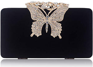 Dexmay Rhinestone Clutch Bag with Crystal Butterfly Clasp Women Evening Handbag Formal Party Purse