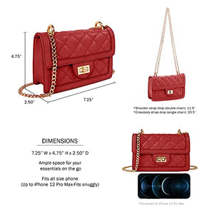 SG SUGU Small Quilted Crossbody Bag, Trendy Designer Mini Shoulder Bag, Phone Wallet Purse for Women