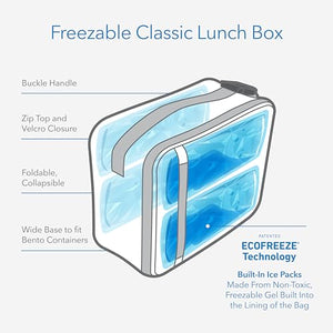 PackIt Freezable Classic Lunch Box, Black, Built with EcoFreeze® Technology, Collapsible, Reusable, Zip Closure With Zip Front Pocket and Buckle Handle, Designed for Fresh Lunches