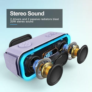 DOSS Bluetooth Speaker, SoundBox Pro Wireless Speaker with 20W Stereo Sound, Active Extra Bass, Bluetooth5.0, IPX6 Waterproof, Wireless Stereo Pairing, Multi-Colors Lights, 20Hrs Playtime