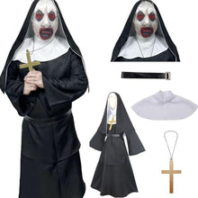 Load image into Gallery viewer, Priest Costume Women Scary Mask Scary Movie Cosplay Costume 6pcs Priest Halloween Costume Women