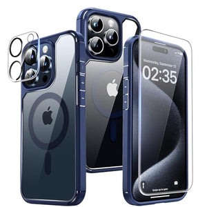 TAURI 5 in 1 for iPhone 16 Pro Max Case, Compatible with MagSafe [Not-Yellowing] with 2X Screen Protector + 2X Camera Lens Protector, Military-Grade Protection, Magnetic Case for 16 ProMax 6.9", Clear