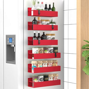 4 Pack Magnetic Spice Storage Rack Organizer for Refrigerator and Oven, Black Fridge Organizers and Storage