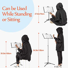 Load image into Gallery viewer, CAHAYA 2 in 1 Dual Use Extra Stable Reinforced Folding Sheet Music Stand &amp; Desktop Book Stand Lightweight Portable Adjustable with Carrying Bag, Metal Music Stand with Music Sheet Clip Holder CY0204