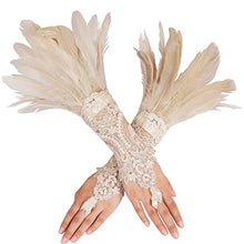 Load image into Gallery viewer, HOMELEX Women Black Lace Feather Gloves Witch Angel Costume Accessories Swan Wings Wrist Bands