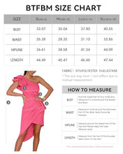 Load image into Gallery viewer, BTFBM Women 2024 Summer Fashion Elegant One Shoulder Cocktail Dress Ruffle Sleeve Wrap Ruched Bodycon Short Party Dresses