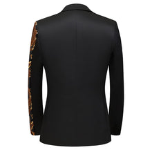 Load image into Gallery viewer, Men Black Sequin Shiny Prom Suit Jacket One Button Slim Fit, Perfect for Musicians, Event Hosts, and Event Managers