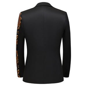 Men Black Sequin Shiny Prom Suit Jacket One Button Slim Fit, Perfect for Musicians, Event Hosts, and Event Managers