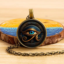 Load image into Gallery viewer, Gorgeous Glass Mosaic Eye of Horus Pendant Necklace - Glamorous Retro Creative Design, Alloy Chain, Unisex Jewelry for Men and Women