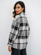 Load image into Gallery viewer, Shiny Plaid Button Up Collared Neck Jacket in 4 Colors