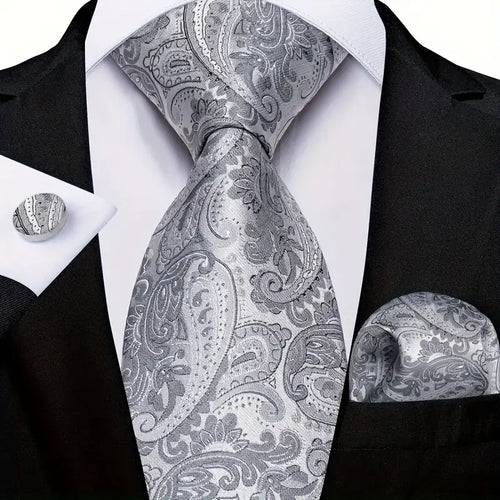 Men's Classic Fashion Striped Necktie Set With Cufflinks, Polyester Woven For Business & Party - Perfect Gift For Men