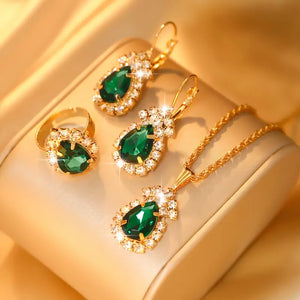 Droplet Shaped Rhinestone Pendant, Alloy Jewelry Set, Minimalist, Elegant Style For Fashion