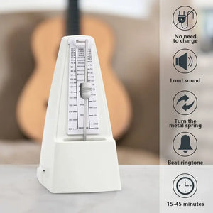 Mechanical Metronome White Musical Instruments Plastic Metronome High-Precision Beat Tempo