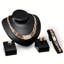 Load image into Gallery viewer, 1 Pair Of Earrings + 1 Bracelet + 1 Necklace + 1 Ring Traditional Bridal Jewelry Set for Women