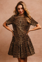 Load image into Gallery viewer, BiBi Tie Back Leopard Round Neck Short Sleeve Dress