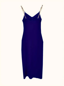 Chain Strap Dress - Sleek and Sophisticated Sleeveless Silhouette with Daring Cut-out Accents and Dramatic Thigh-High Split