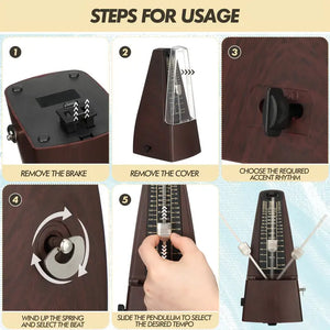 Mechanical Metronome For All Music Instruments, Steel Movement and High Precision Track