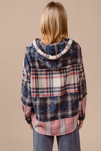 Load image into Gallery viewer, BiBi Drawstring Plaid Drop Shoulder Hoodie for Girls and Women